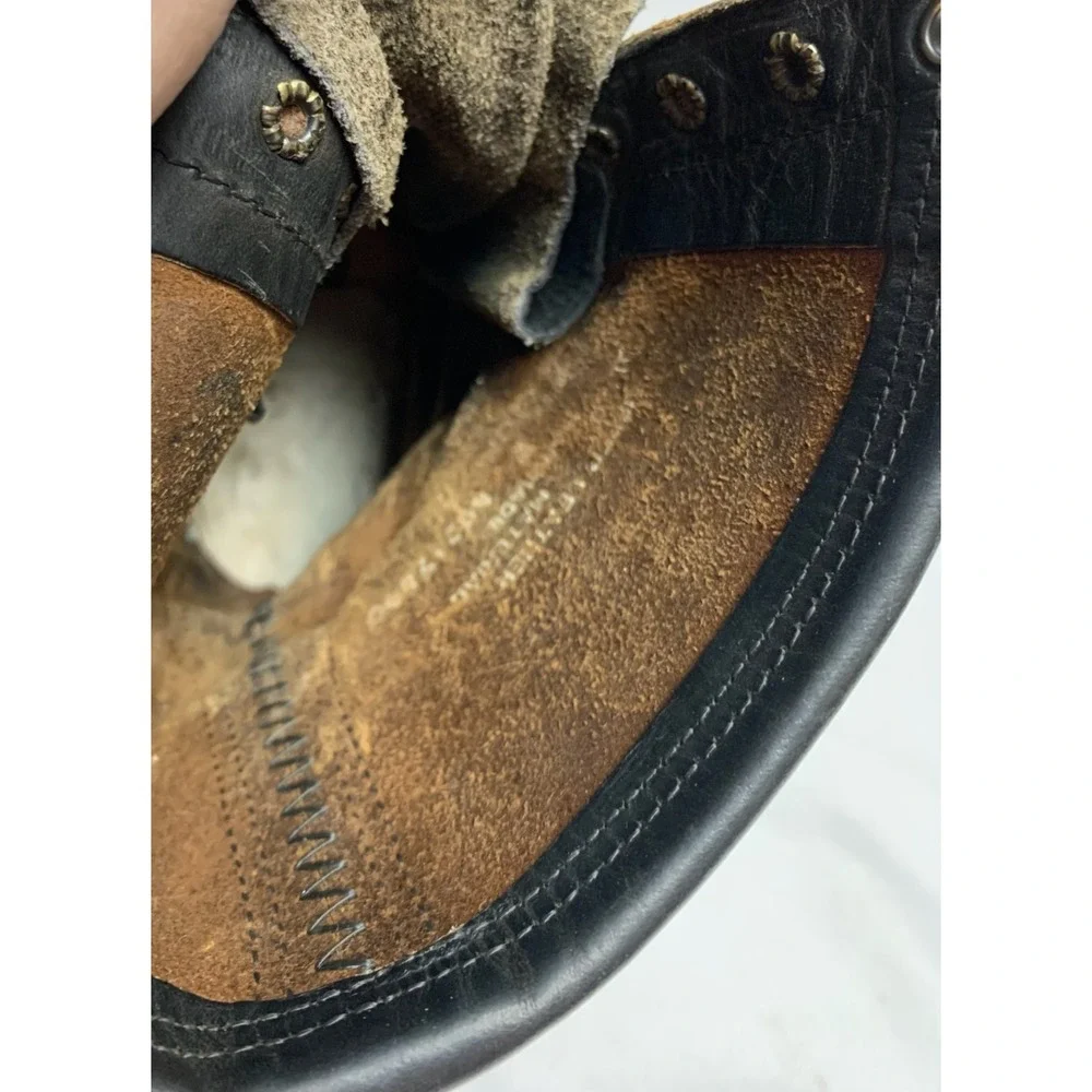 Mens Chippewa ? Two Tone Leather Brown Black Packer Work Boots Union Made 9 B